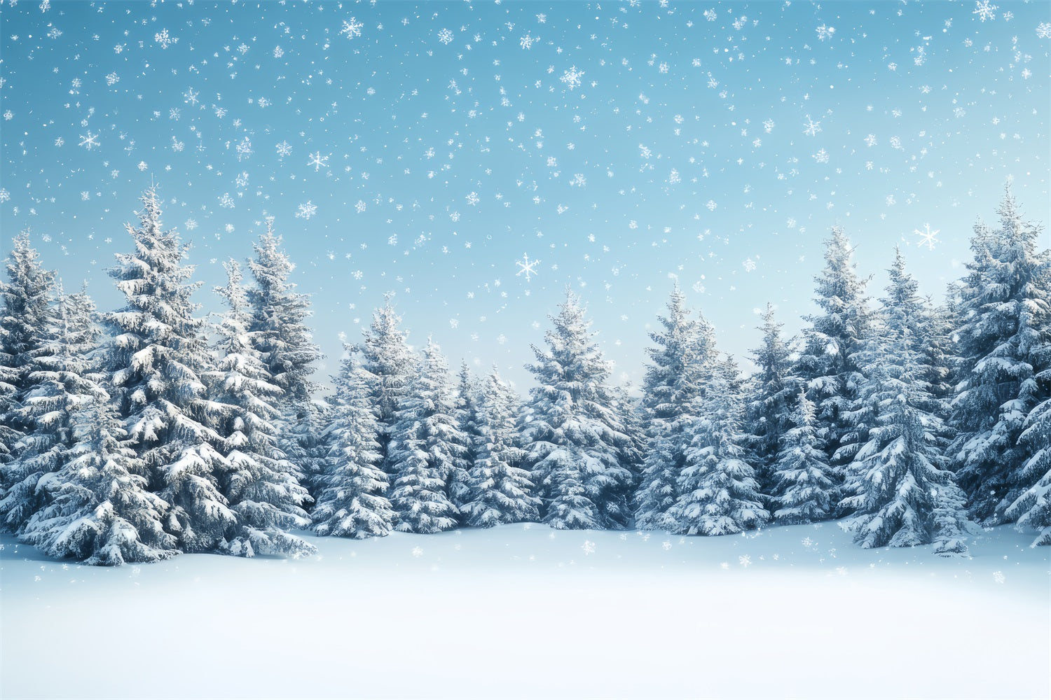 Winter Forest Backdrop Tranquility Trees Snowflakes Backdrop UK BRP11-17