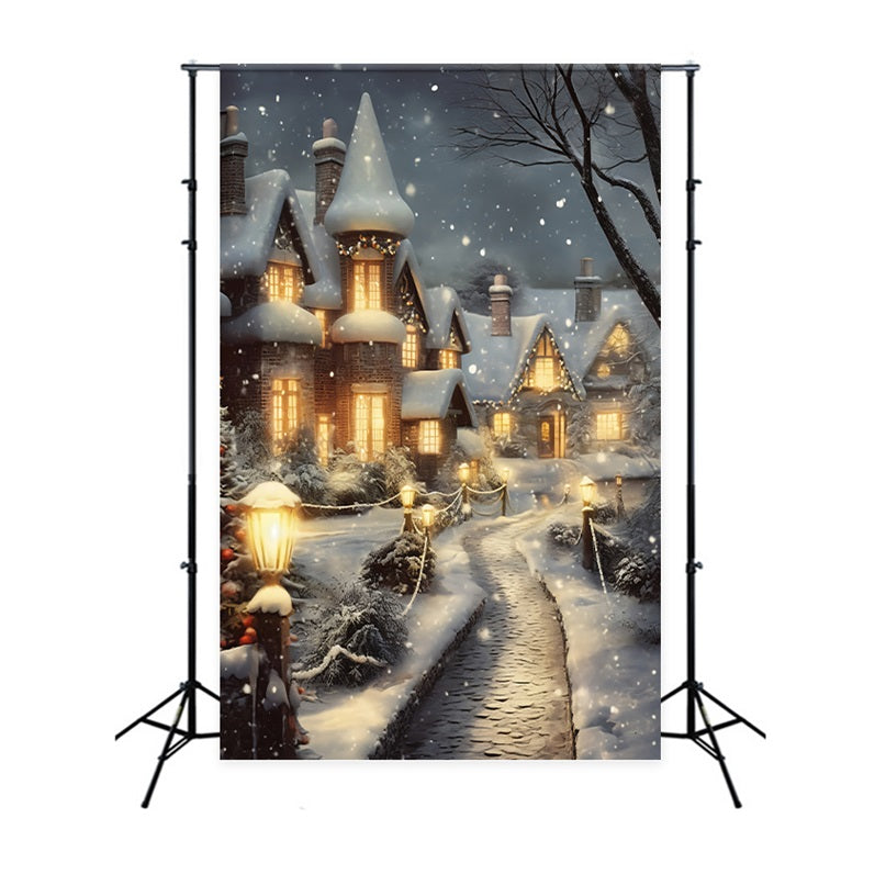 Christmas Village Backdrop Charming Pathway Backdrop UK BRP11-173