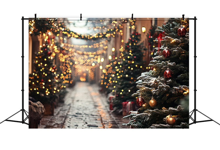 Christmas Themed Backdrops Lights Glowing Winter Alley Backdrop UK BRP11-182