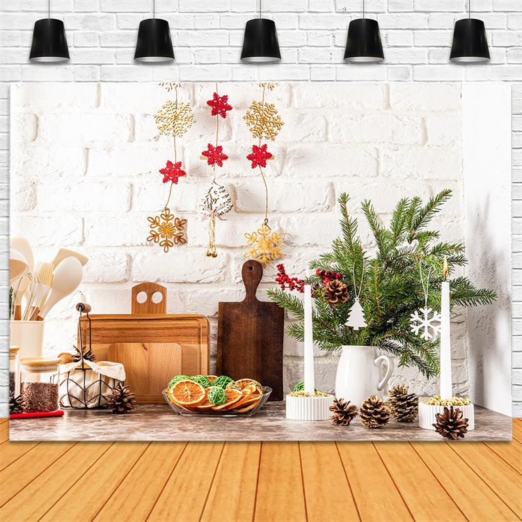Christmas Photography Backdrops Kitchen Decor Pinecones Backdrop UK BRP11-188