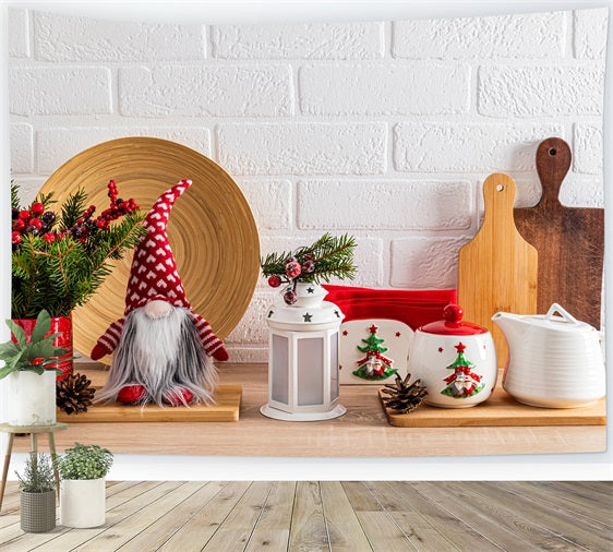 Christmas Photo Backdrops Kitchen Gnome Red Mug Backdrop UK BRP11-189
