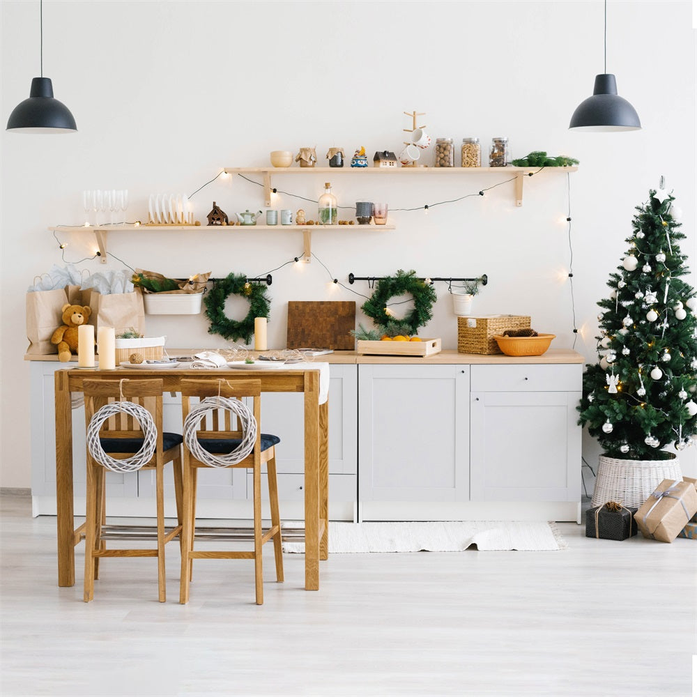 Backdrop Christmas Scandinavian Style Kitchen Wreaths Backdrop UK BRP11-190