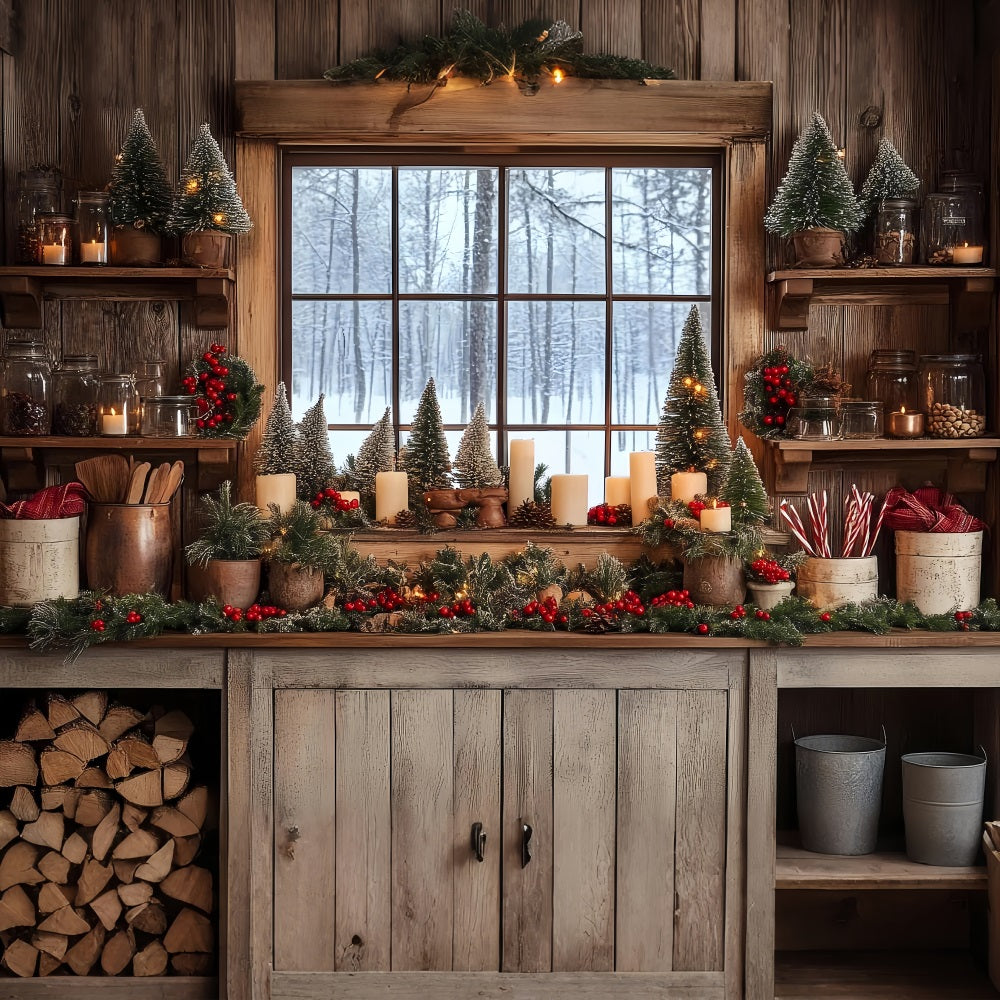 Christmas Photo Backdrop Ideas Snowy Window Kitchen Backdrop UK BRP11-193