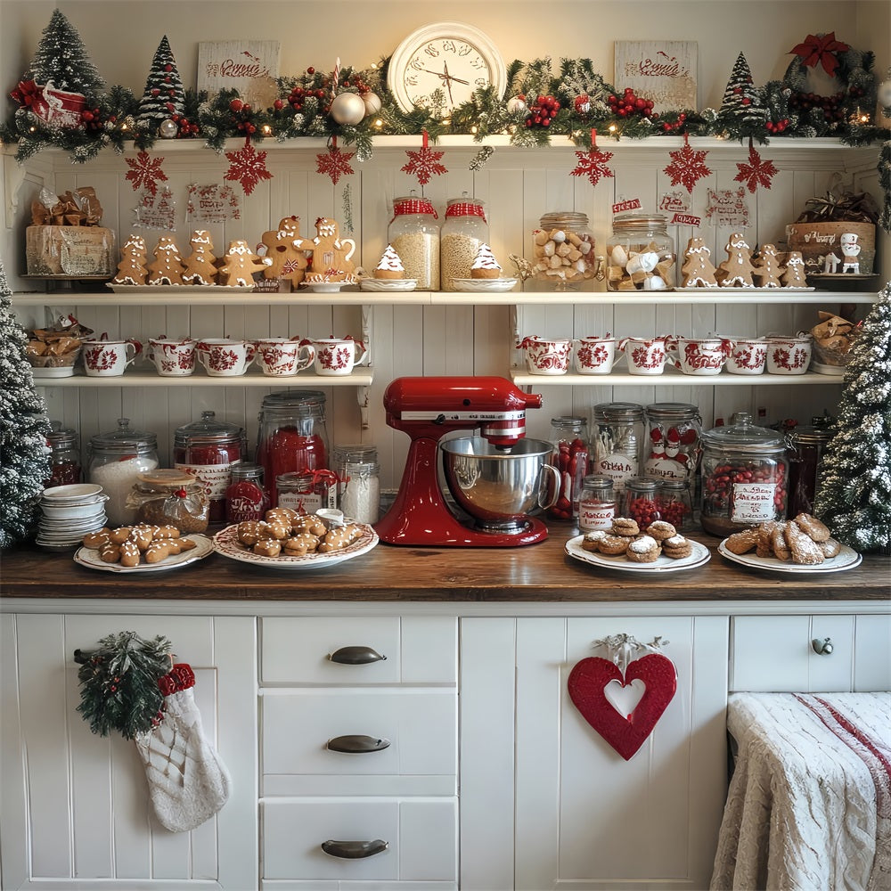 Christmas Backdrops Baking Display Gingerbread Men Jars Backdrop UK BRP11-194