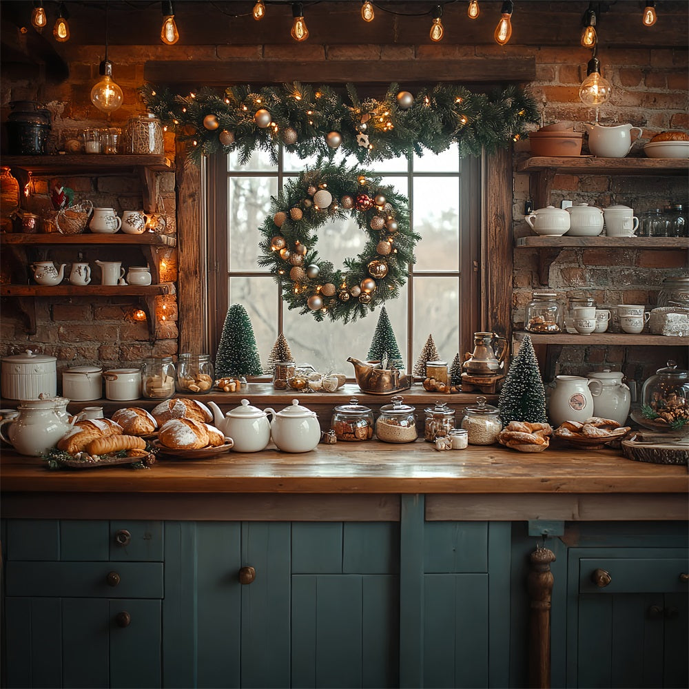 Christmas Backdrop Decoration Ideas Brick Wall Kitchen Backdrop UK BRP11-195