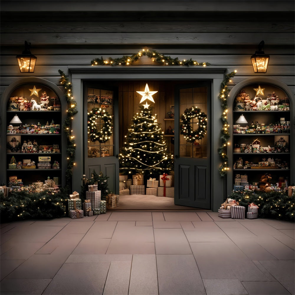 Christmas Trees Backdrop Elegant Doorway Garland Backdrop UK BRP11-205