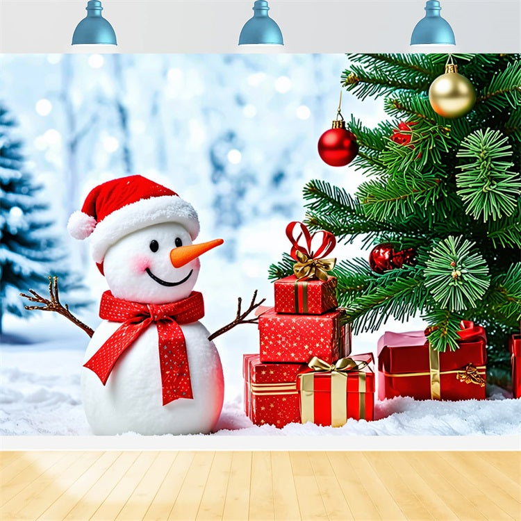 Merry Christmas Backdrop Snowman Snowy Setting Backdrop UK BRP11-207