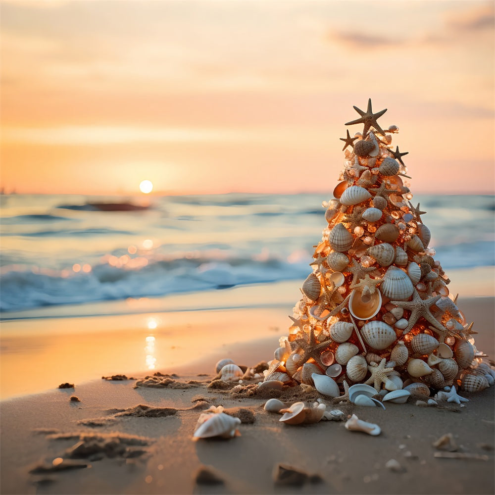 Backdrop For Christmas Beach Sunset Seashell Backdrop UK BRP11-226