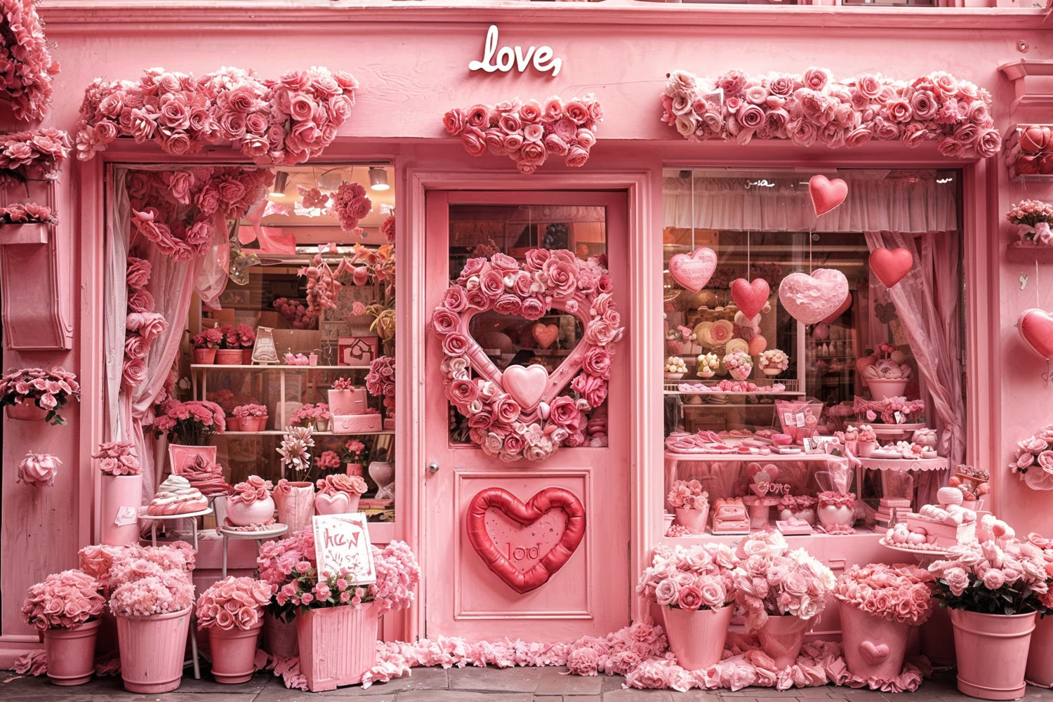 Valentine's Day Backdrop Ideas Flower Shop Wreath Backdrop UK BRP11-381