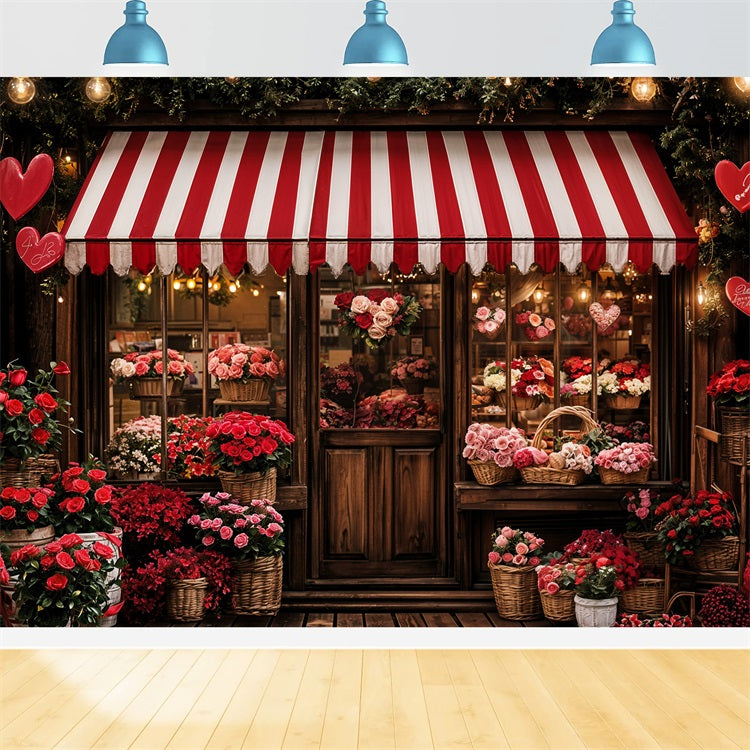 Backdrops Valentines Romantic Rose Heart Shopfront Backdrop UK BRP11-383