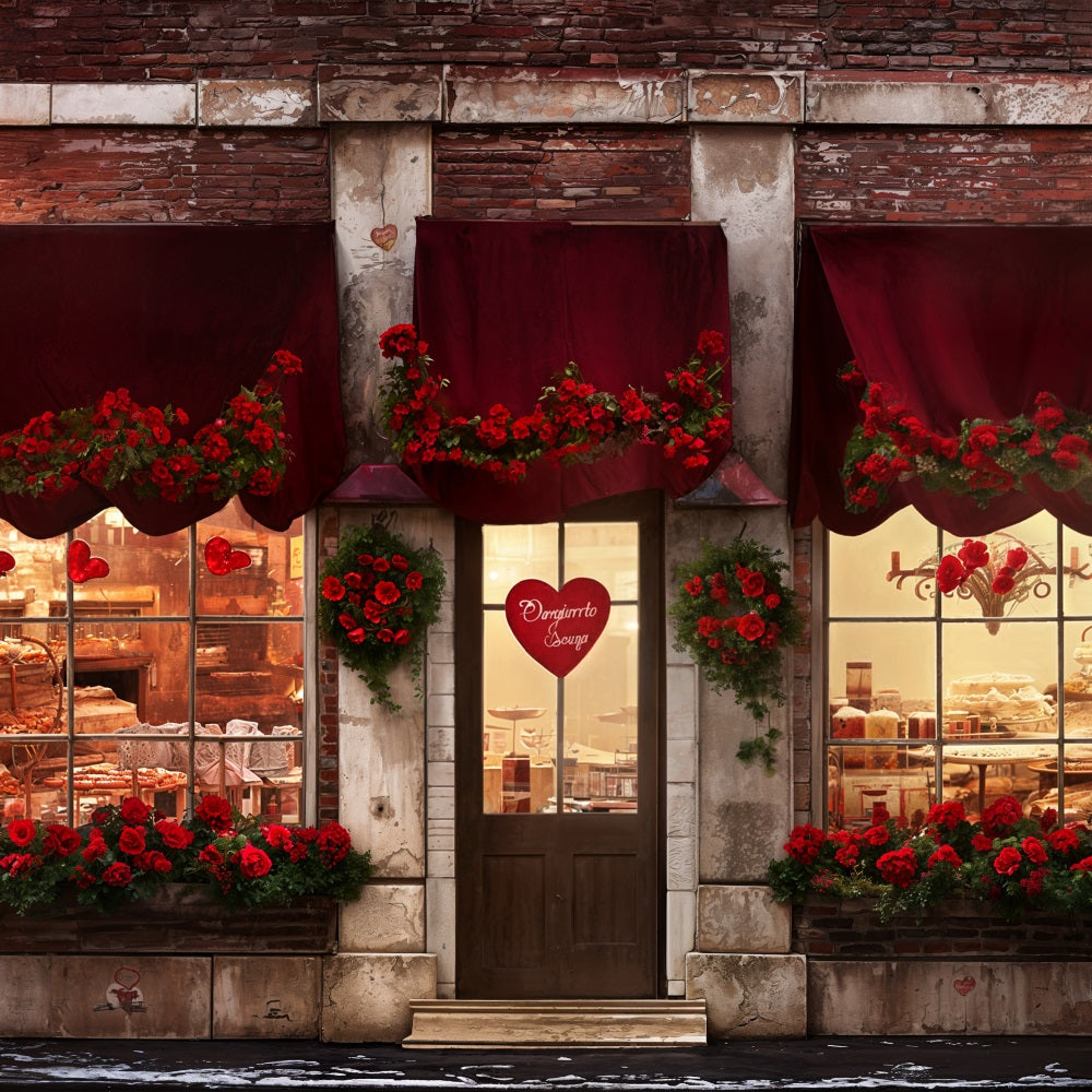 Valentines Day Photoshoot Backdrop Heart Roses Bakery Backdrop UK BRP11-387