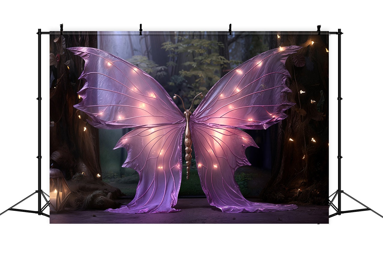Valentines Day Backdrops Purple Butterfly Enchanted Lights Backdrop UK BRP11-443