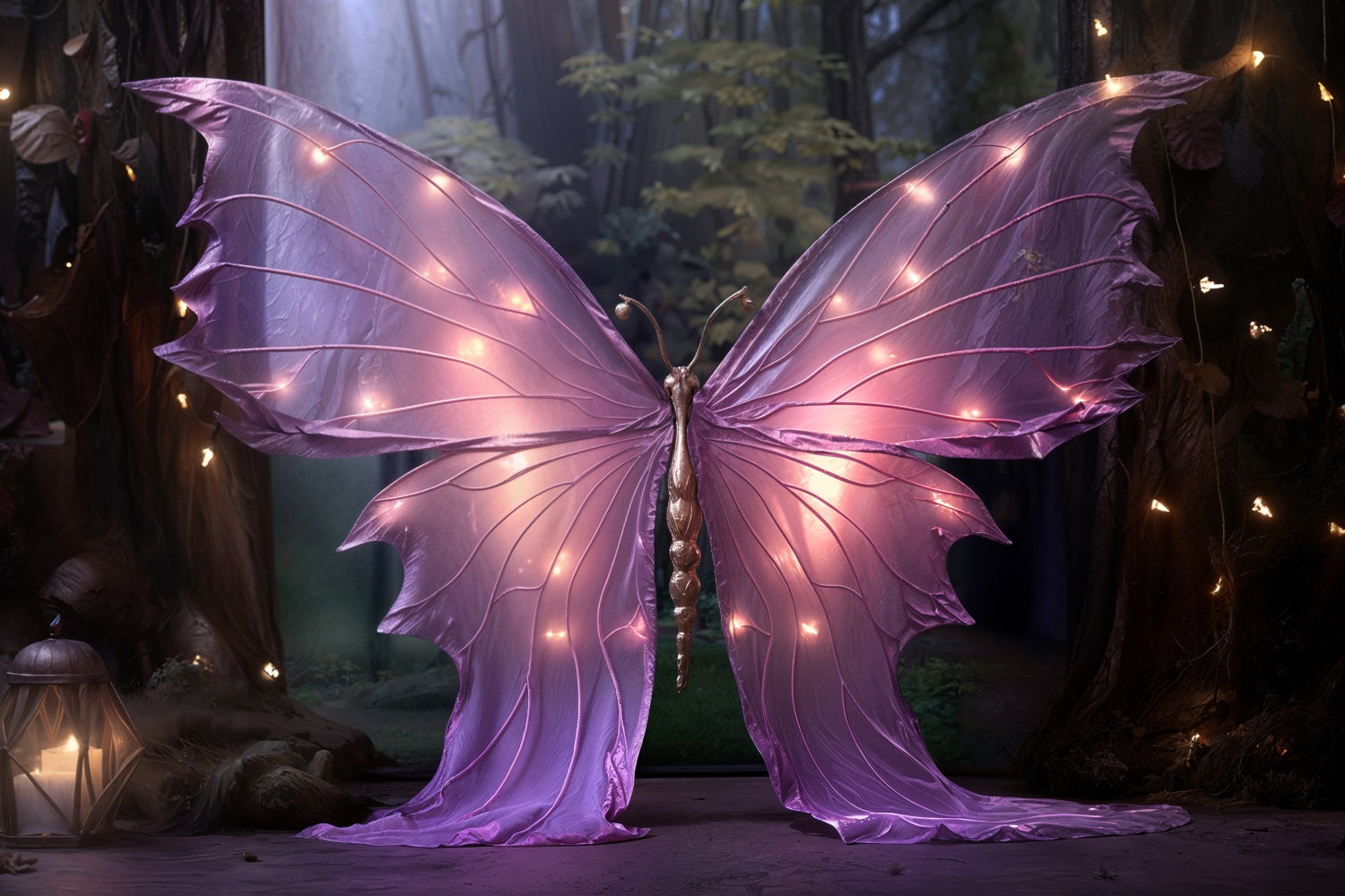 Valentines Day Backdrops Purple Butterfly Enchanted Lights Backdrop UK BRP11-443