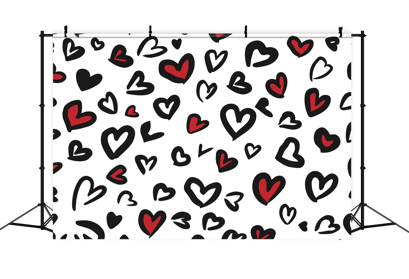 Valentine's Day Photography Backdrops Hand-Drawn Heart Love Backdrop UK BRP11-448