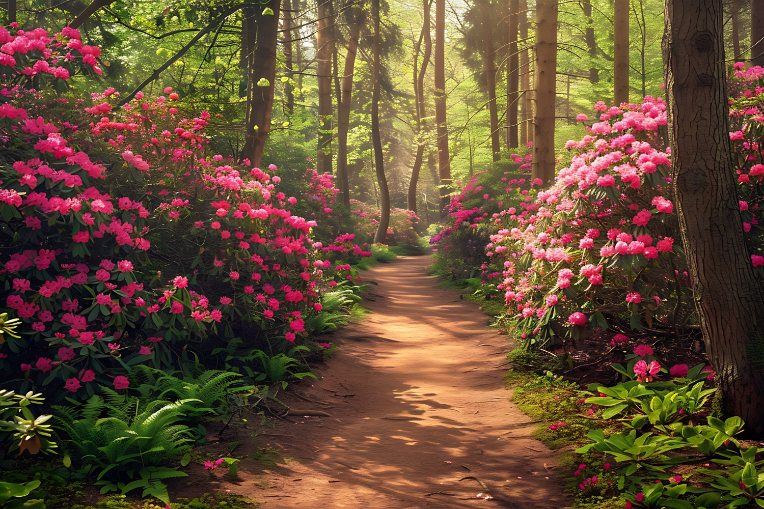 Spring Backdrops Ideas Pink Rhododendron Forest Trail Backdrop UK BRP11-516