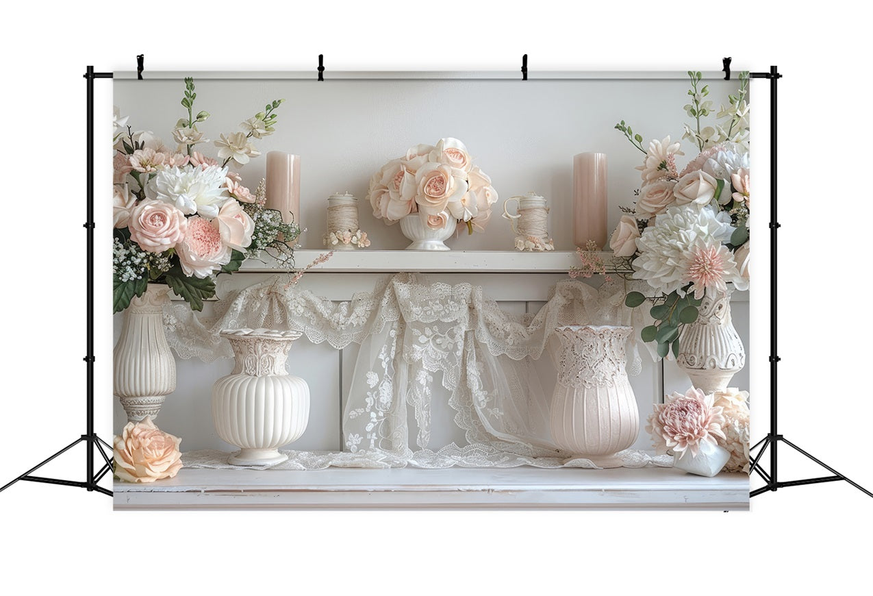 Photography Backdrops Spring Floral Lace Arrangement Backdrop UK BRP11-525