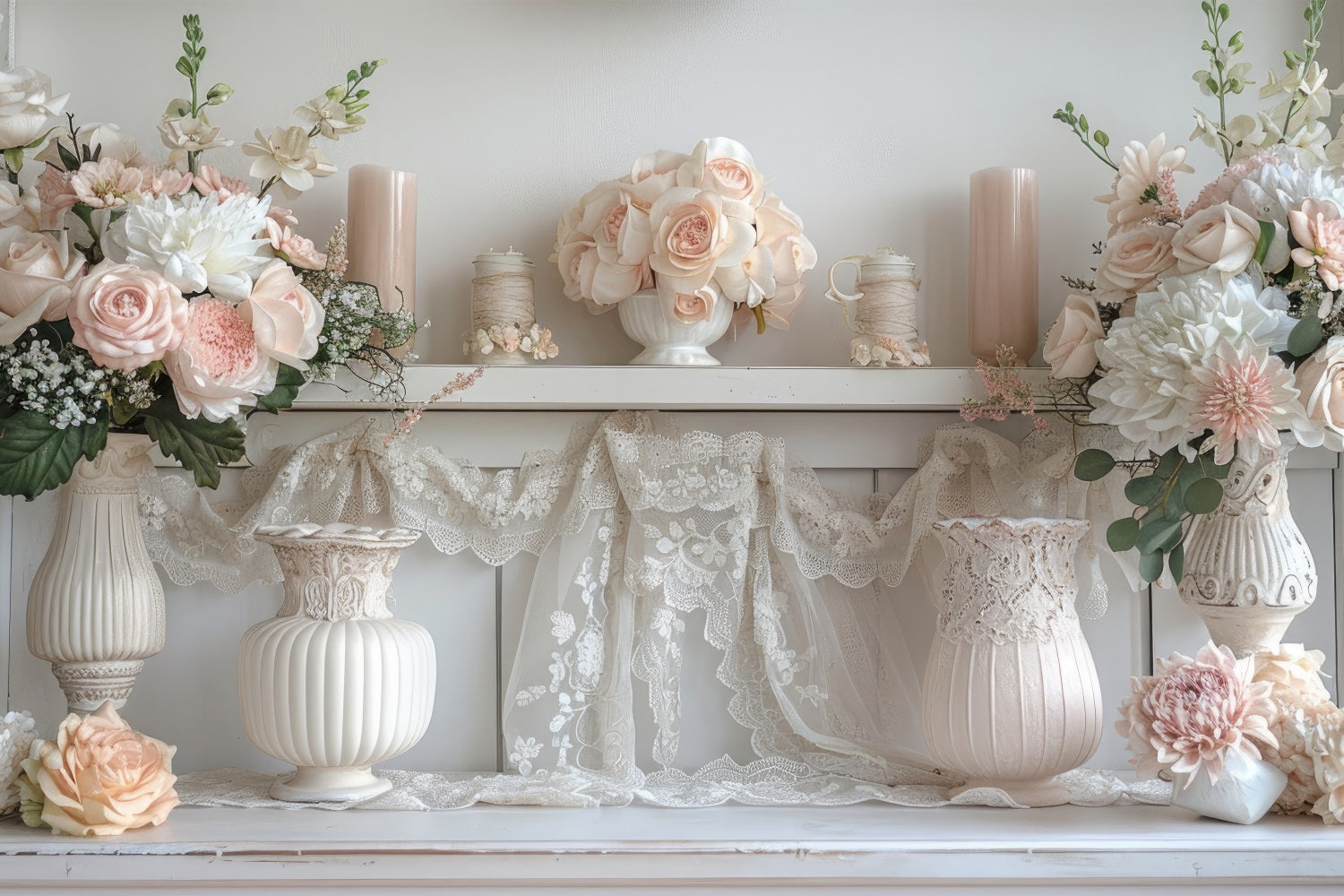 Photography Backdrops Spring Floral Lace Arrangement Backdrop UK BRP11-525