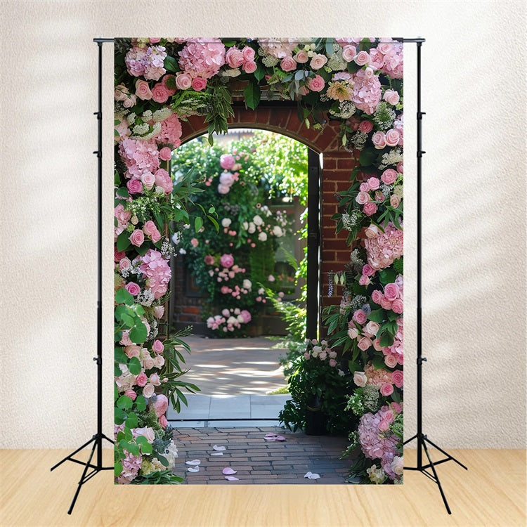 Spring Flower Backdrop Romantic Pink Archway Backdrop UK BRP11-530