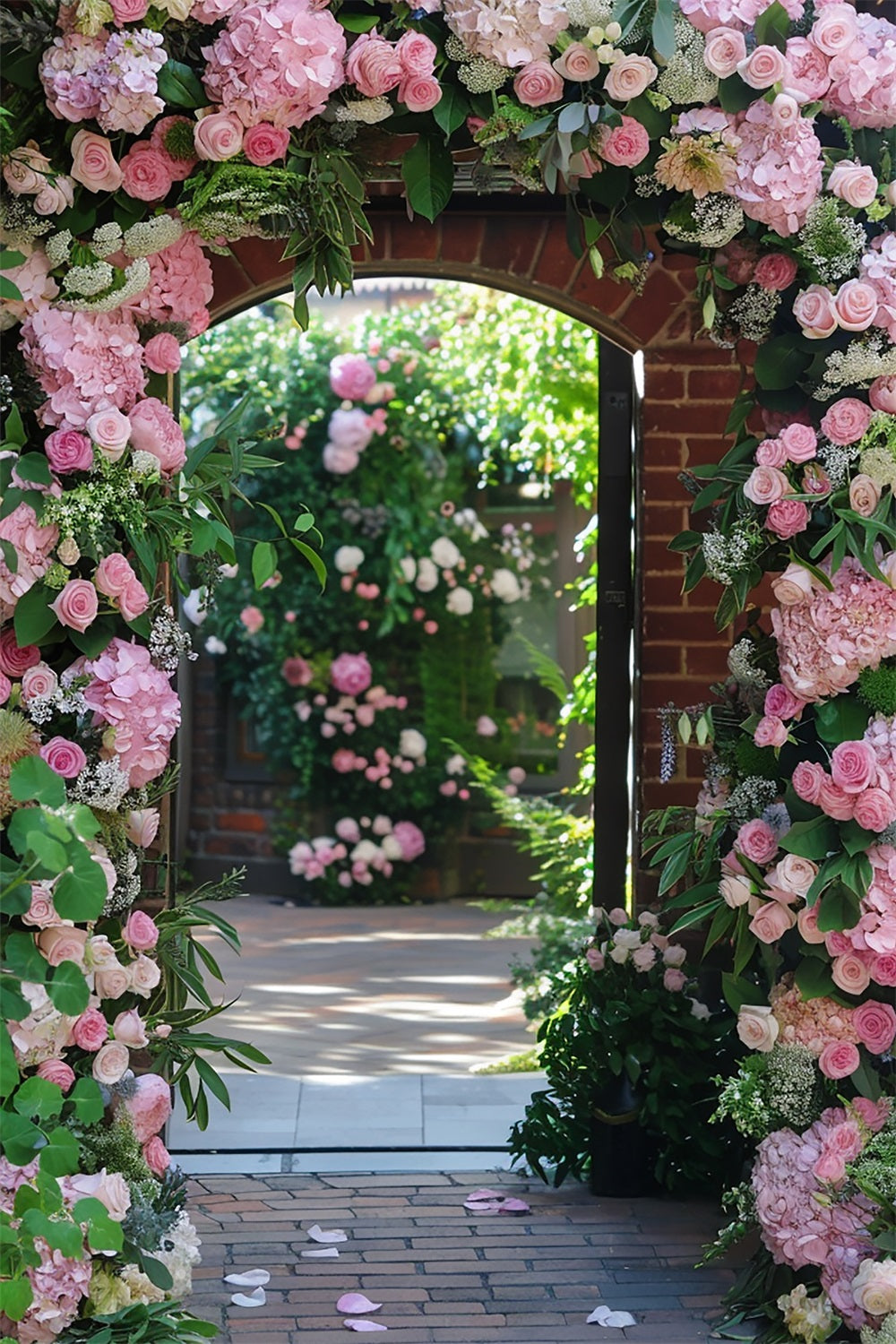 Spring Flower Backdrop Romantic Pink Archway Backdrop UK BRP11-530