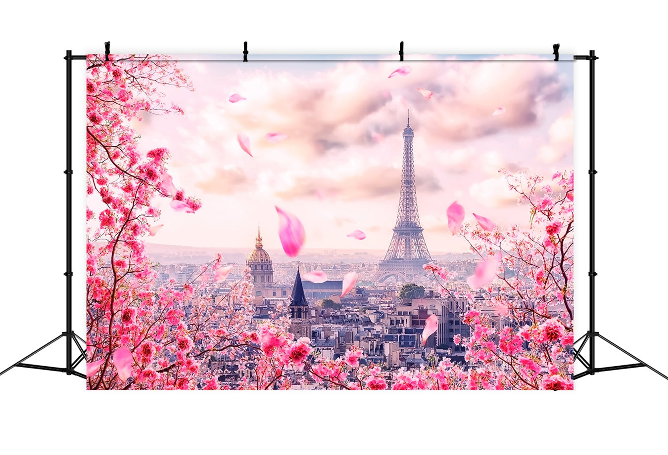 Spring Themed Backdrop Eiffel Tower Cherry Blossoms Backdrop UK BRP11-536