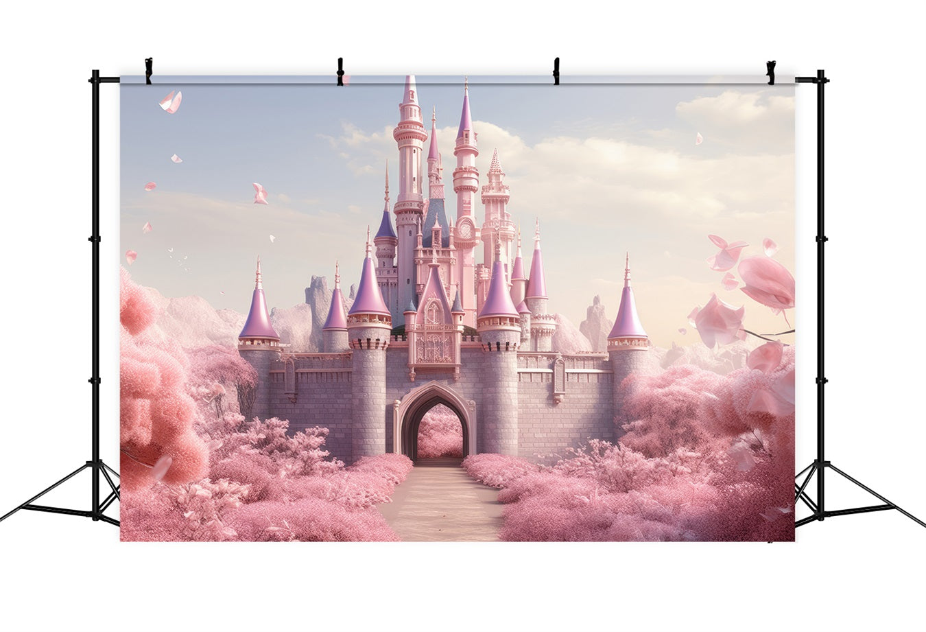 Spring Floral Backdrop Pink Castle Entrance Backdrop UK BRP11-541
