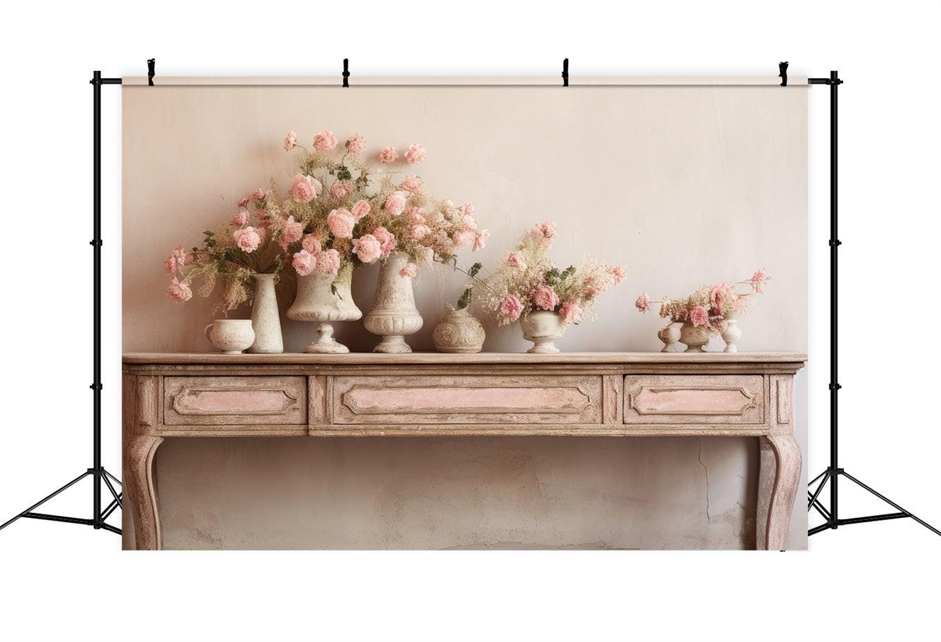 Spring Backdrops Photography Pink Floral Arrangement Table Backdrop UK BRP11-542