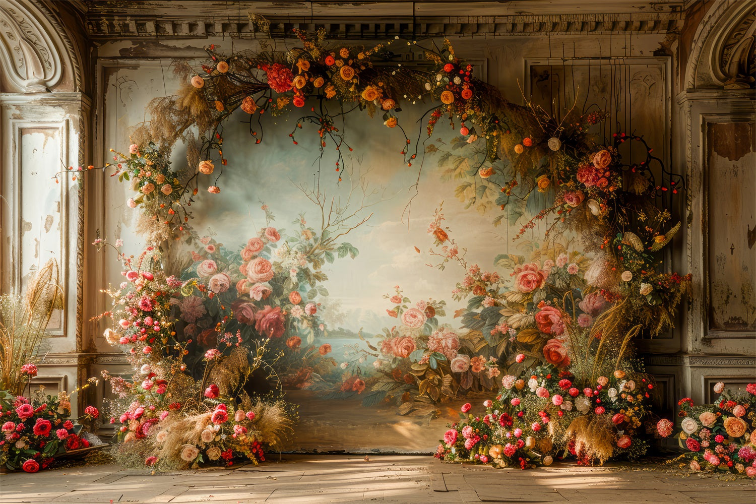 Spring Themed Backdrop Room Rose Vine Decor Backdrop UK BRP11-550