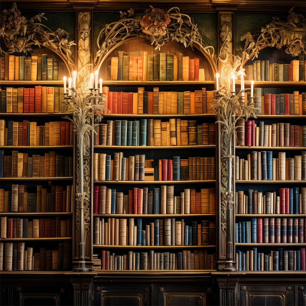 Vintage Backdrop Photography Bookcase Decor Carved Shelves Backdrop UK BRP11-573