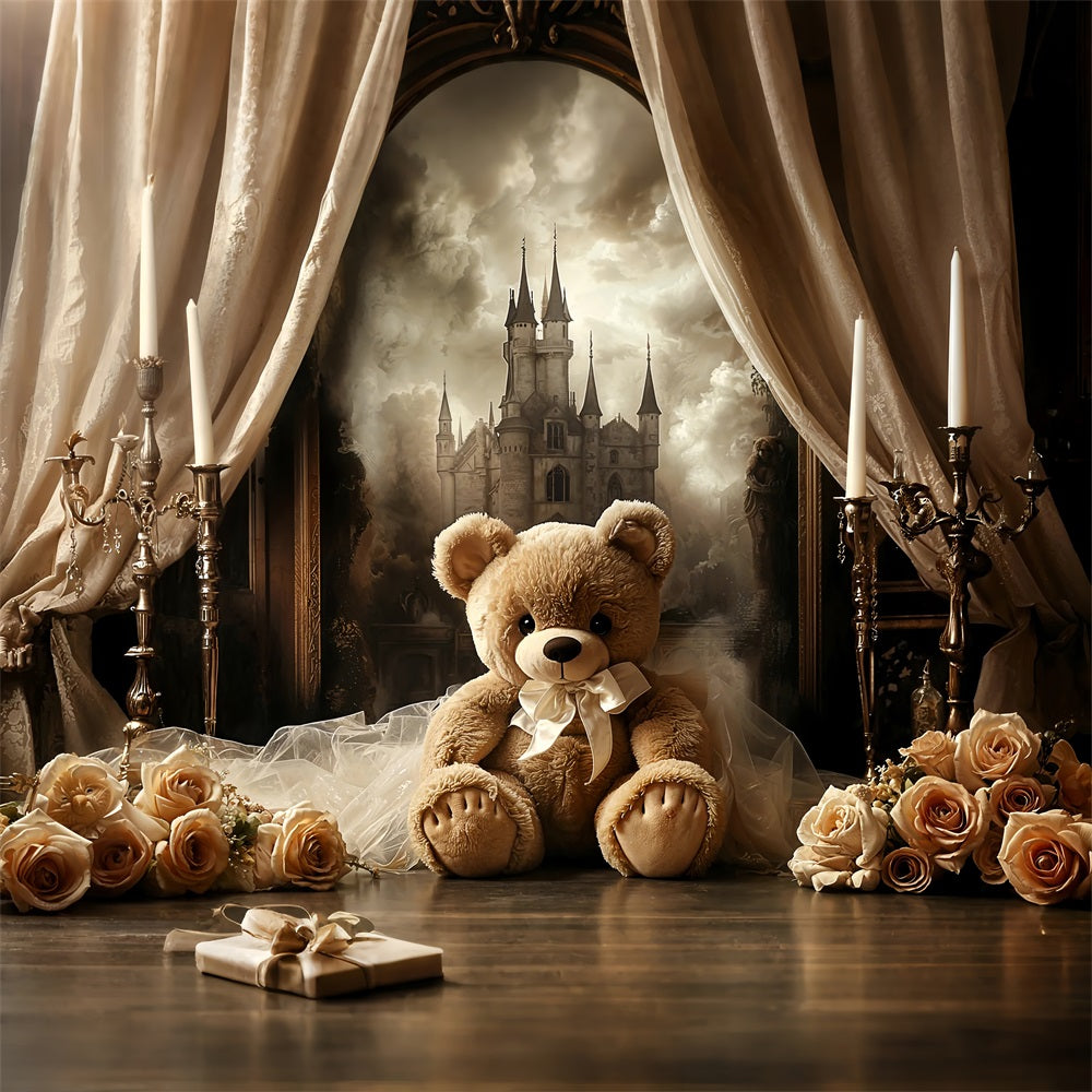 Vintage Backdrops Castle Rose Teddy Curtain Backdrop UK BRP11-584