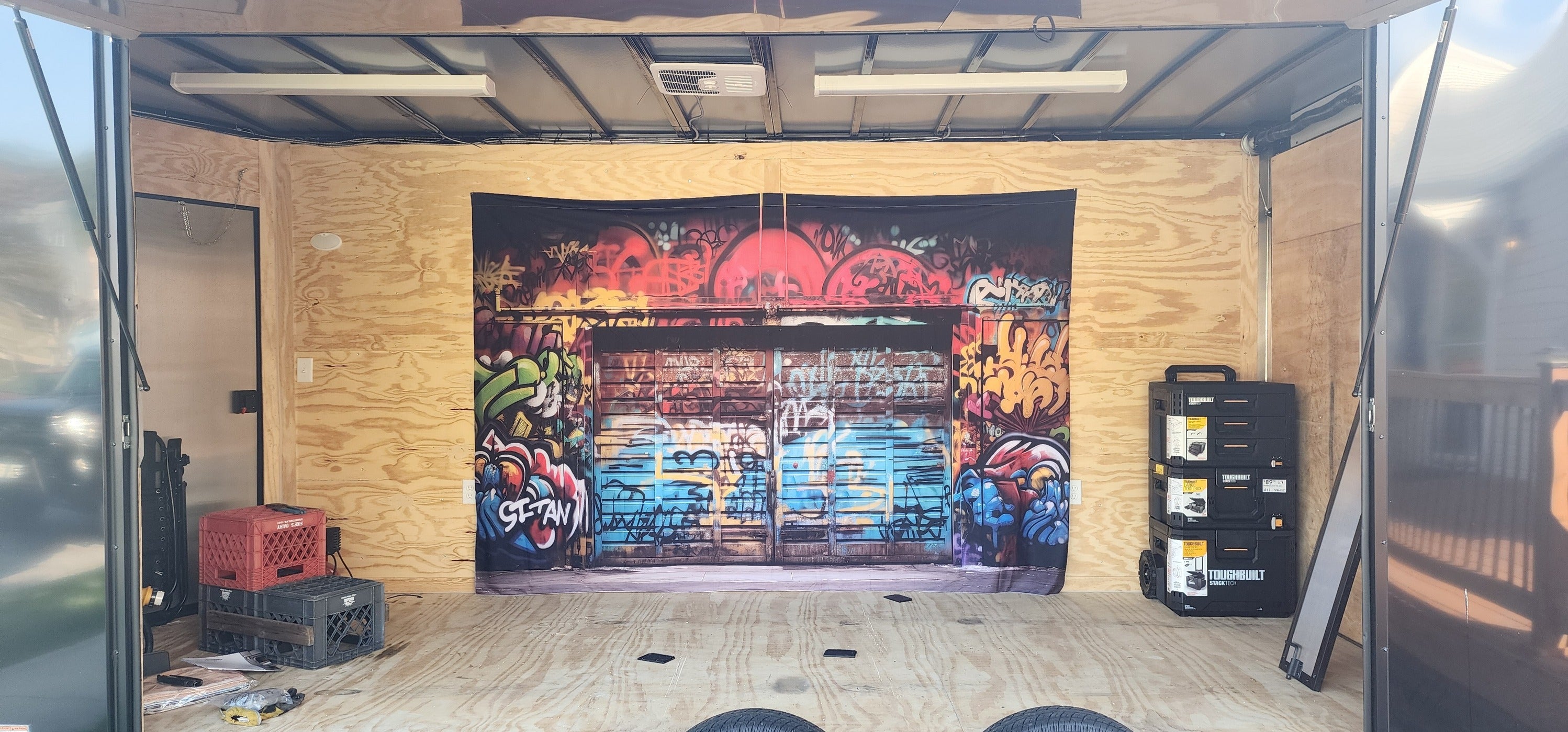 Graffiti Wall Backdrop Vibrant Garage Door Photography Backdrop UK BRP12-148