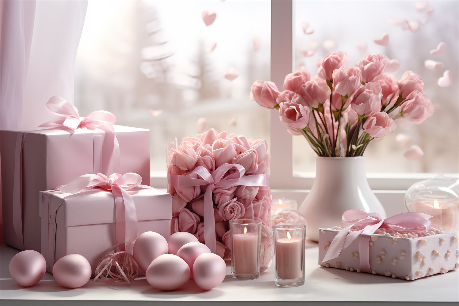 Valentines Backdrop Ideas Tulip Candlelight Window Backdrop UK BRP12-194