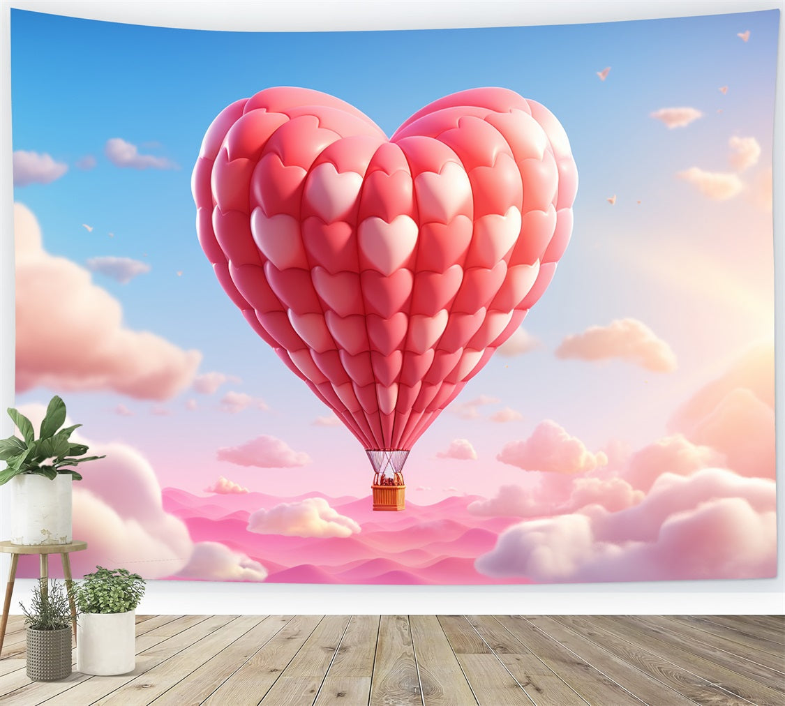 Valentines Day Photography Backdrop Hot Air Balloon Sky Backdrop UK BRP12-202