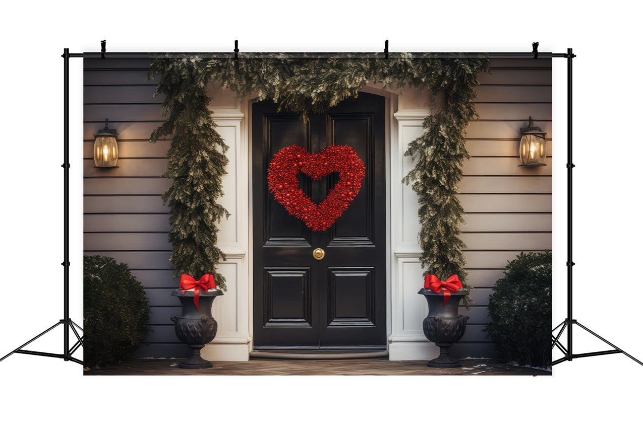 Valentines Backdrops Graceful Red Heart Wreath Doorway Backdrop UK BRP12-212