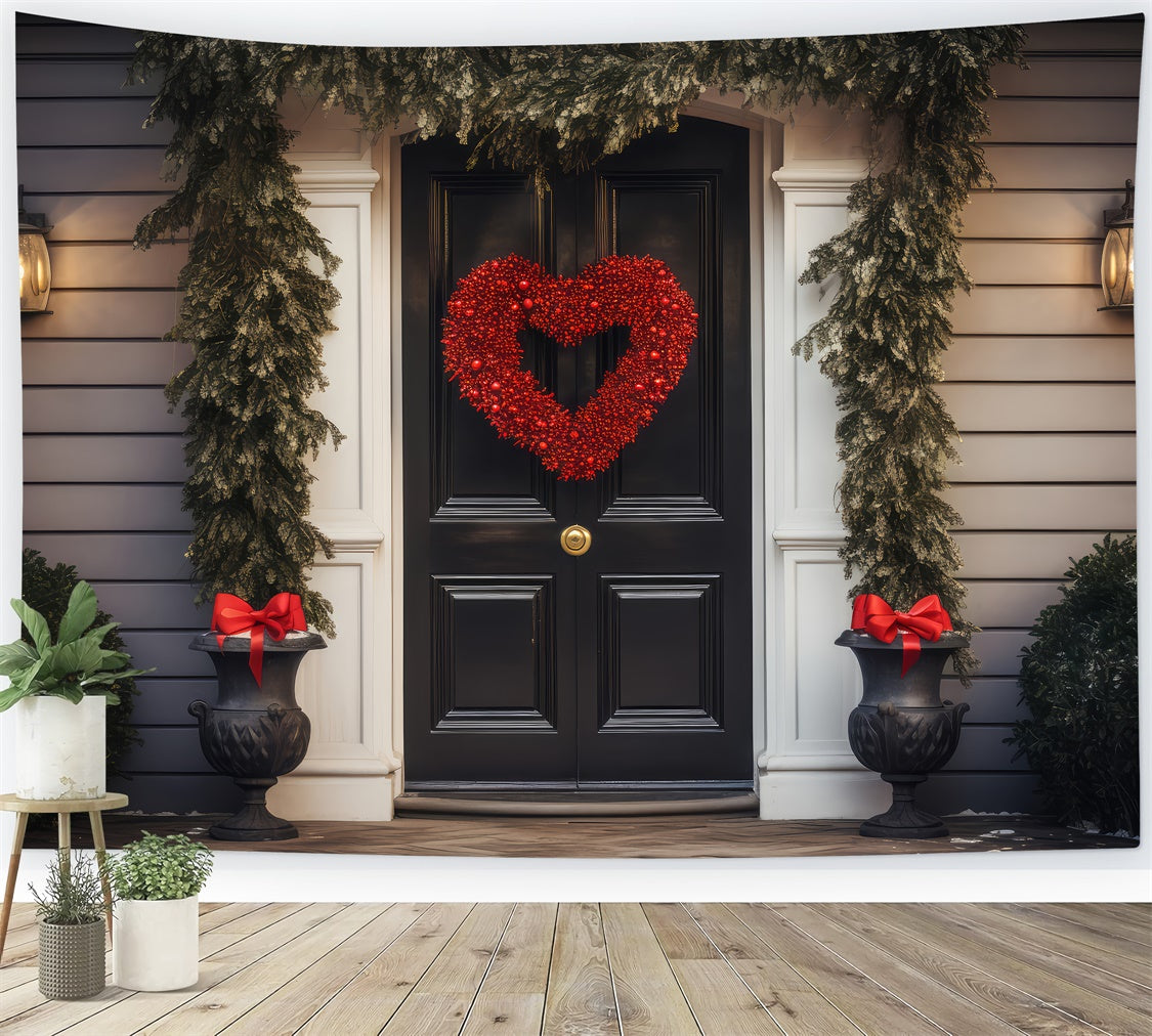 Valentines Backdrops Graceful Red Heart Wreath Doorway Backdrop UK BRP12-212