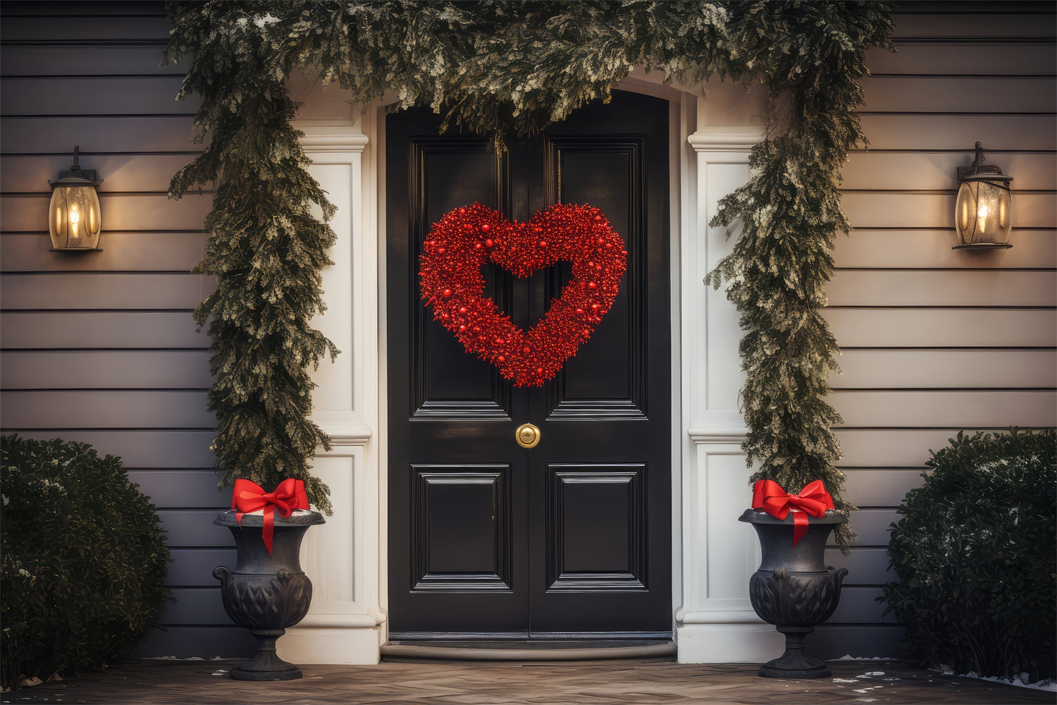 Valentines Backdrops Graceful Red Heart Wreath Doorway Backdrop UK BRP12-212