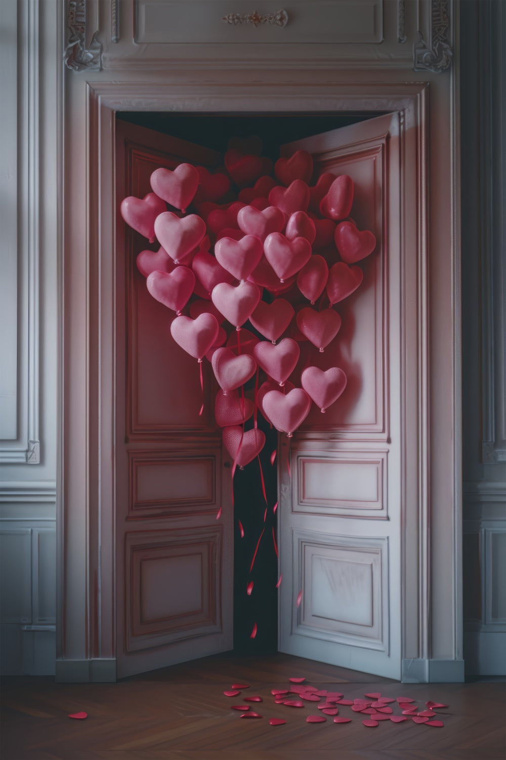 Valentine Photography Backdrop Pink Heart Balloons Door Backdrop UK BRP12-214