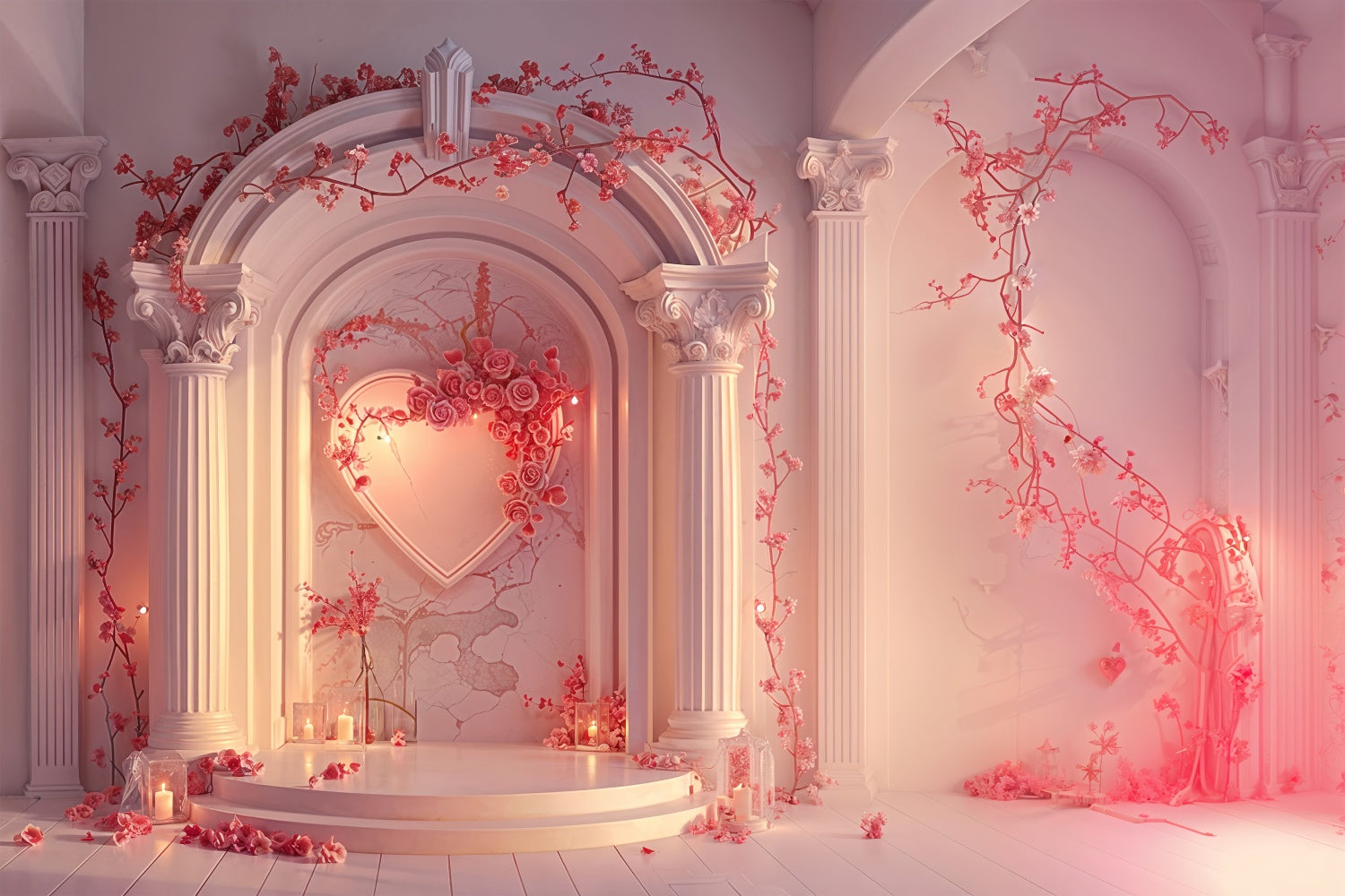 Valentine Backdrop Soft Rose Archway Candlelit Romance Backdrop UK BRP12-215