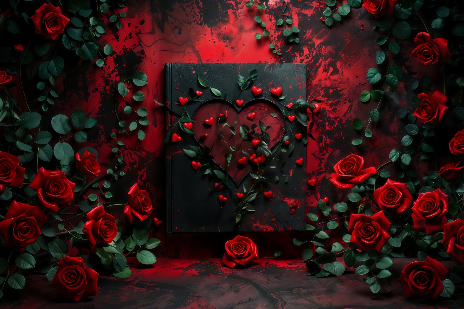 Valentine Backdrops Photography Rose Frame Romantic Heart Backdrop UK BRP12-216