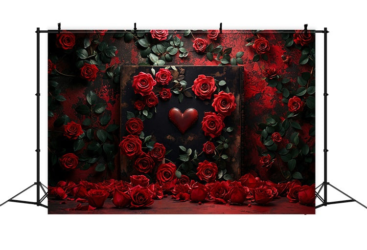 Valentine Backdrop Photography Vintage Heart Rose Romantic Backdrop UK BRP12-217