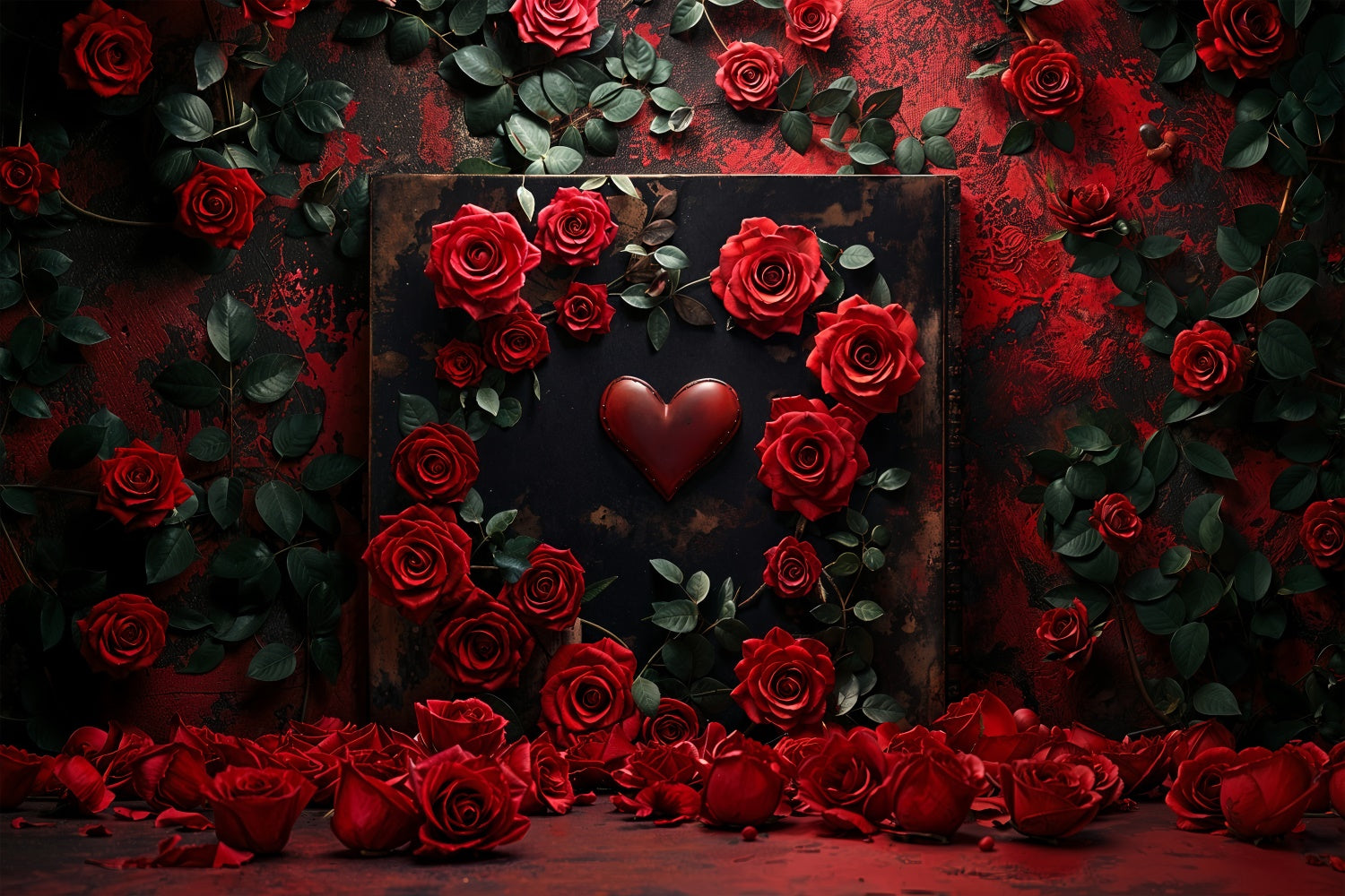 Valentine Backdrop Photography Vintage Heart Rose Romantic Backdrop UK BRP12-217