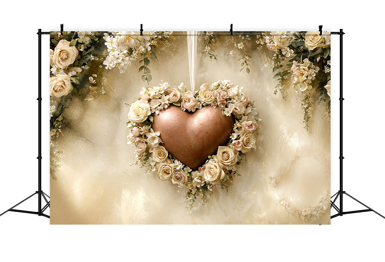 Valentine's Day Backdrop Vintage Floral Heart Frame Backdrop UK BRP12-221