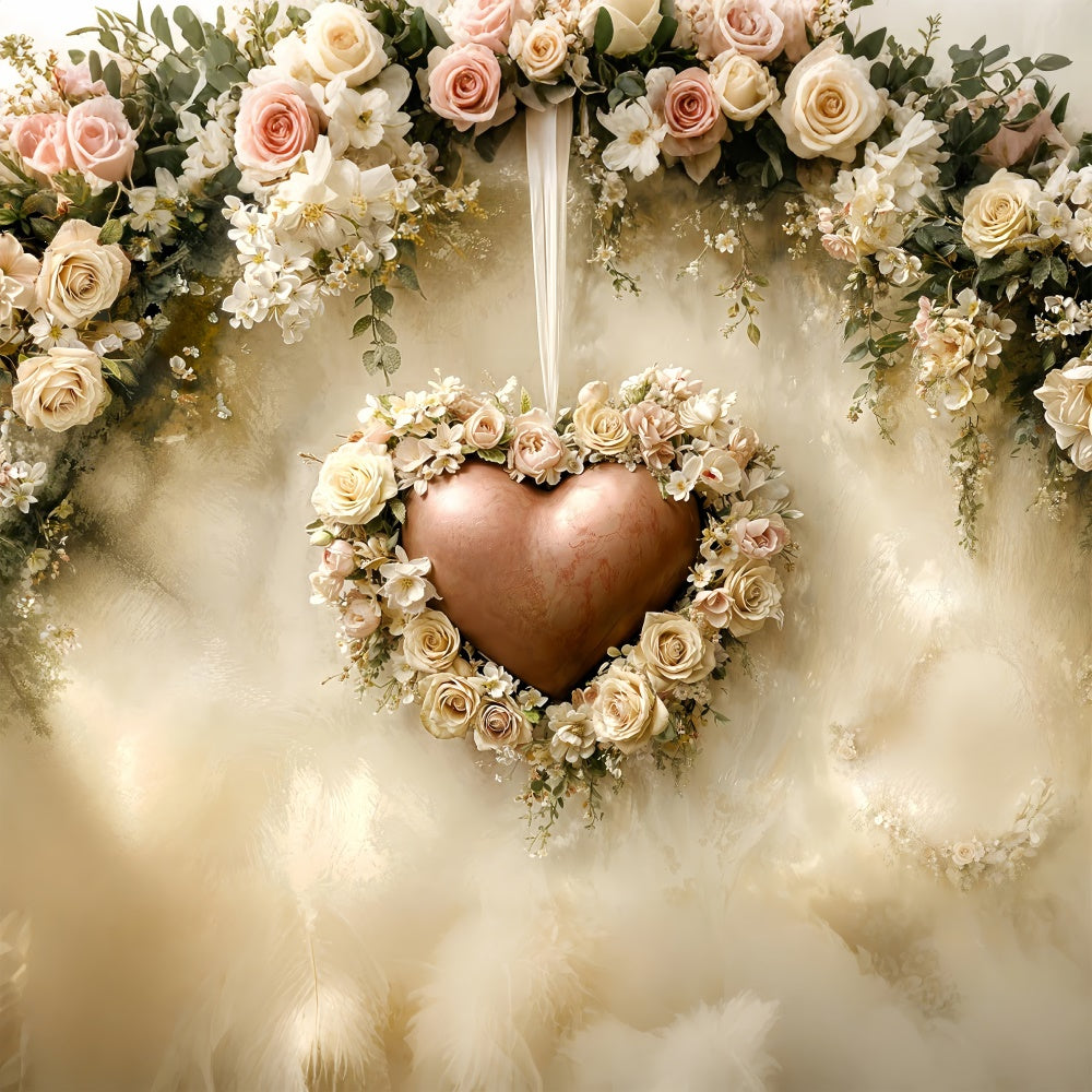 Valentine's Day Backdrop Vintage Floral Heart Frame Backdrop UK BRP12-221