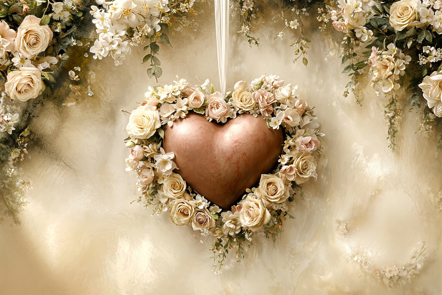 Valentine's Day Backdrop Vintage Floral Heart Frame Backdrop UK BRP12-221
