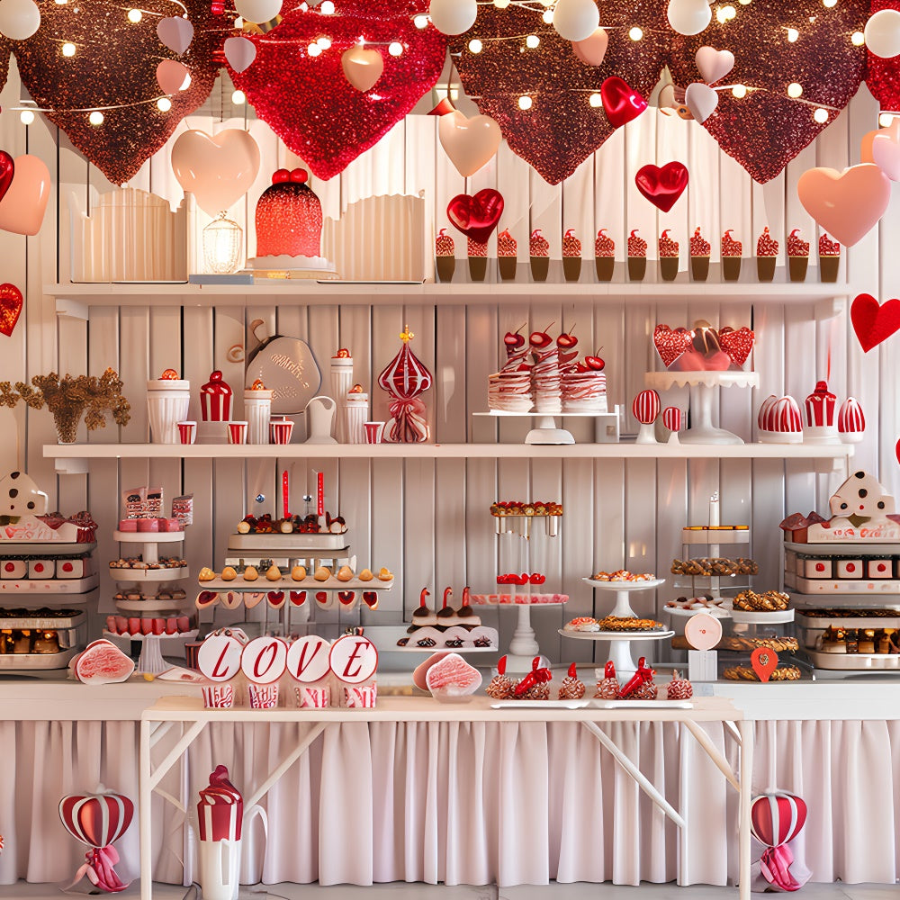 Backdrop Valentines Sweetheart Dessert Table Glitter Hearts Backdrop UK BRP12-225