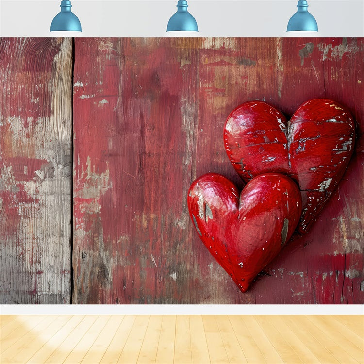 Valentine Backdrop Aged Wooden Planks Vintage Hearts Backdrop UK BRP12-230
