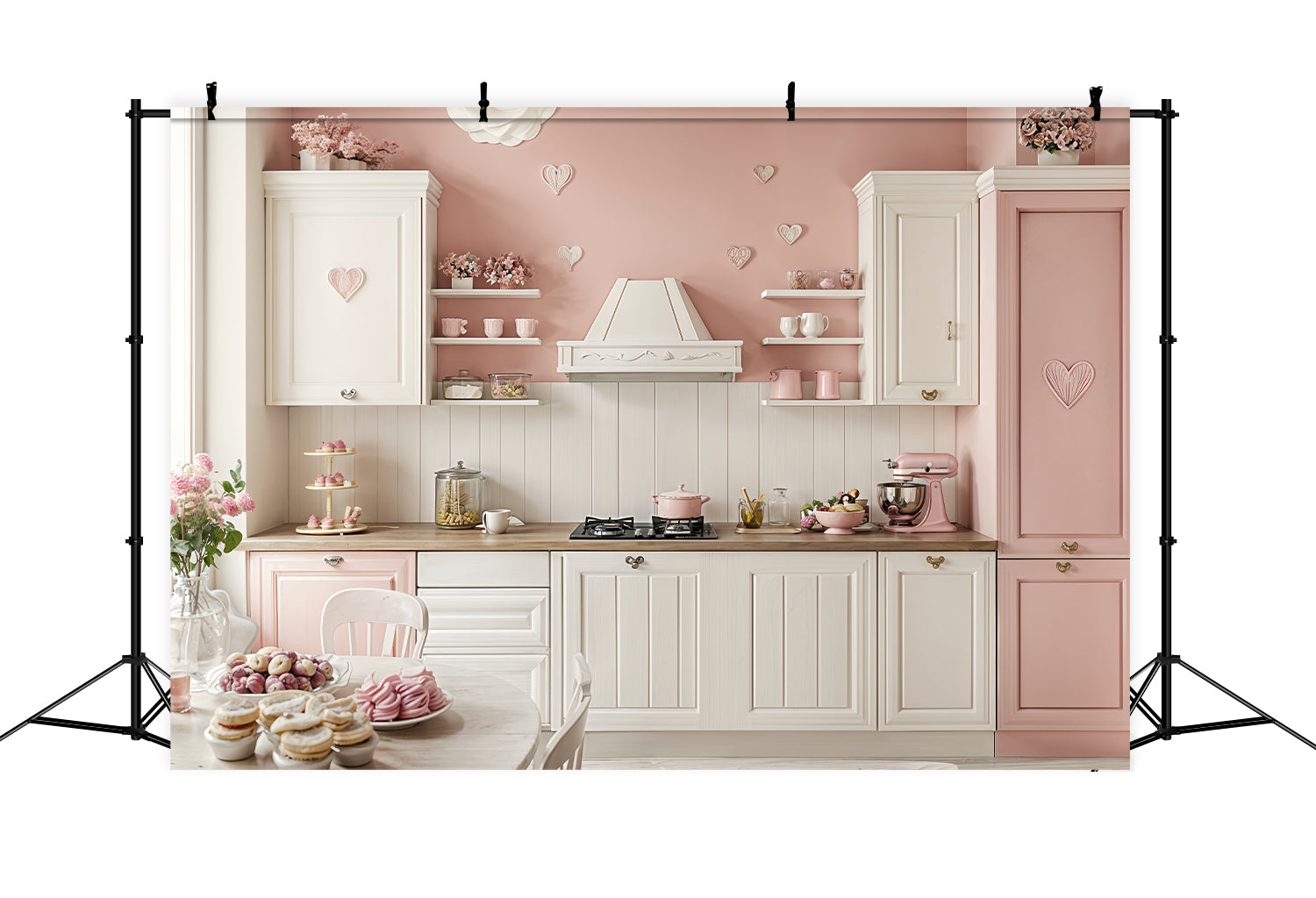 Valentine Backdrop Pink White Kitchen Backdrop UK BRP12-240