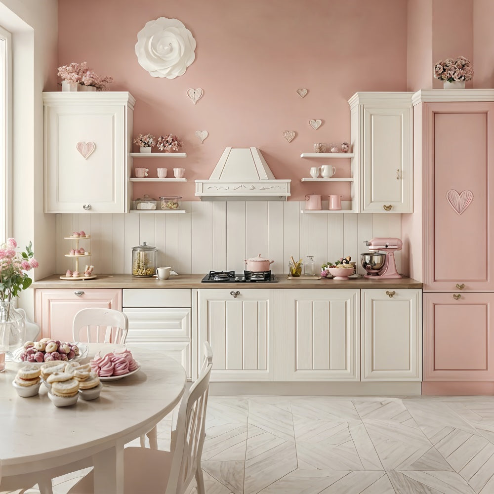 Valentine Backdrop Pink White Kitchen Backdrop UK BRP12-240