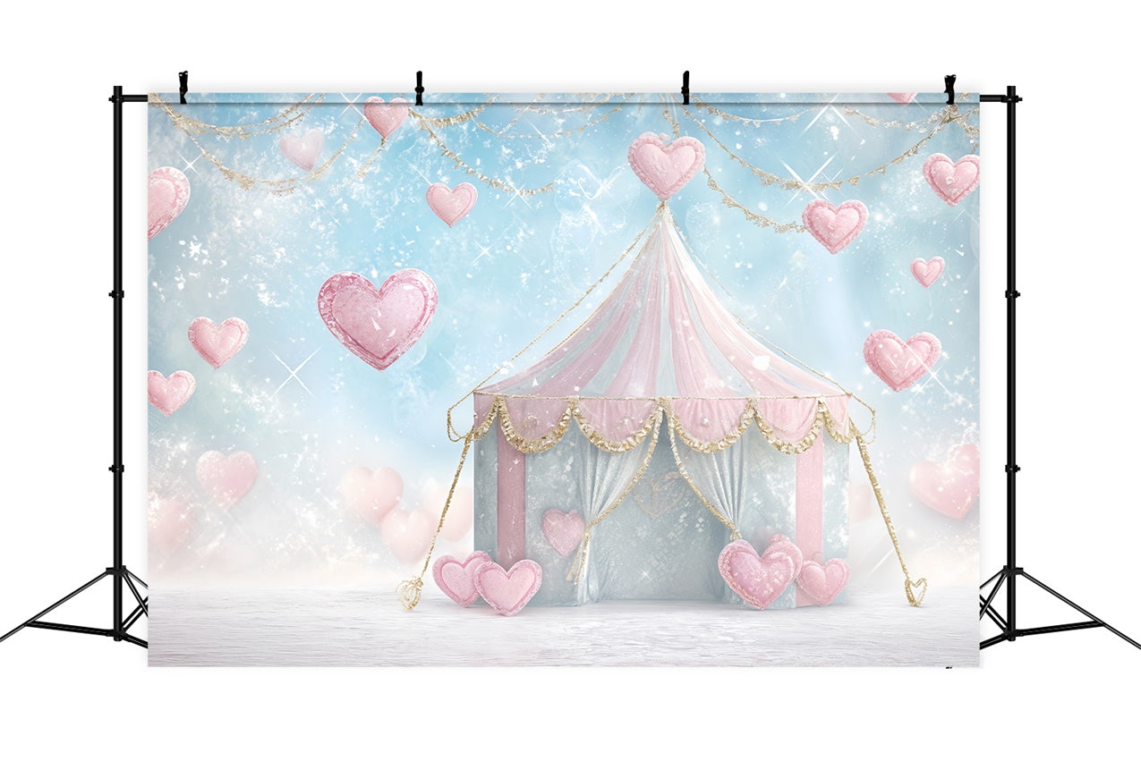 Valentine Backdrops Photography Pink Tent Glitter Heart Backdrop UK BRP12-244