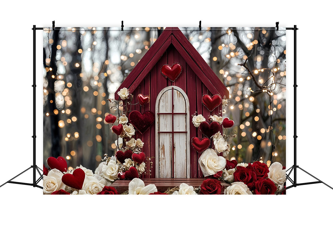 Valentines Heart Backdrop Red Cottage Heart Roses Backdrop UK BRP12-245