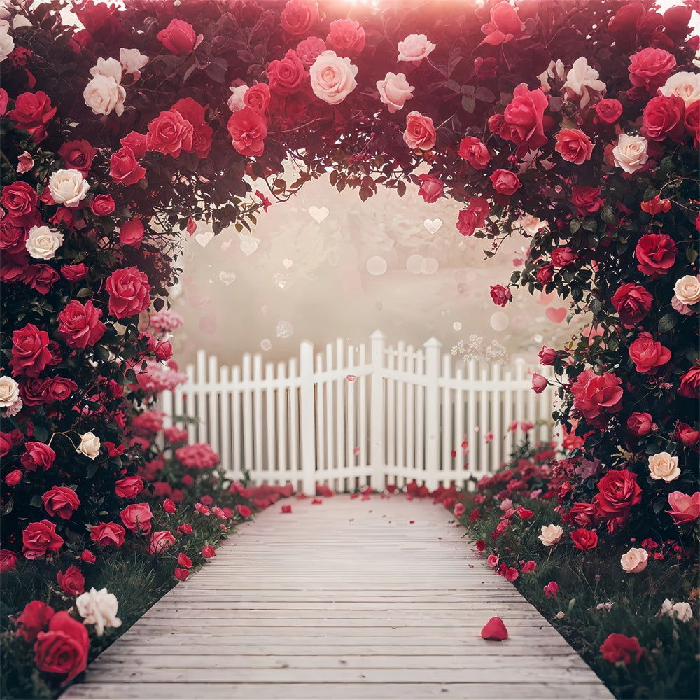 Valentines Backdrop Decor Rose Garden White Fence Backdrop UK BRP12-249